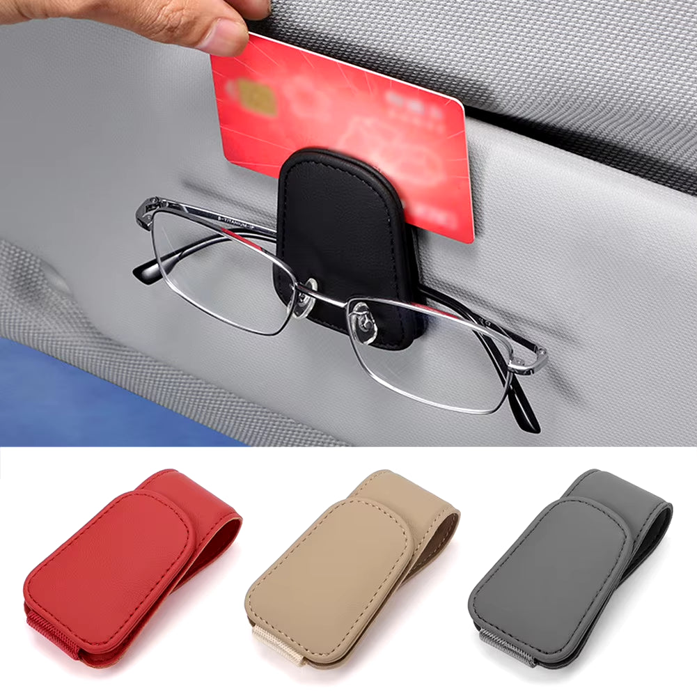 Universal Car Auto Sun Visor Eyeglass Hanger Clip Leather Glasses Holder Magnetic Multi-Function Automobile Accessories Storage