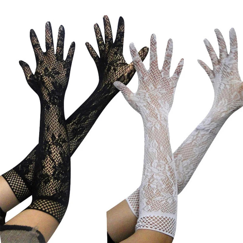 Sexy Lace Nets Gloves Elastic Gloves Bride Long-Sleeve Gloves Mesh Liturgy Gloves Sexy Glove Summer Lace Jacquard Fishnet Gloves