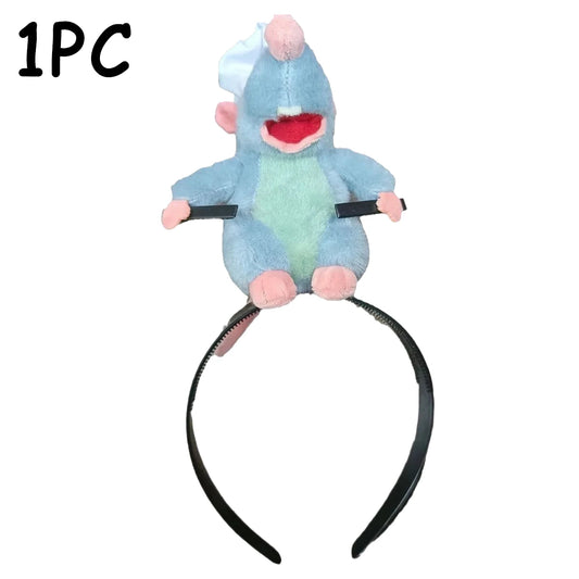 1-15PCS Anime Ratatouille Hair Bands Cartoon Plush Doll Headband French Wide-Rimmed Hair Card Creative Girls Photo Headwear