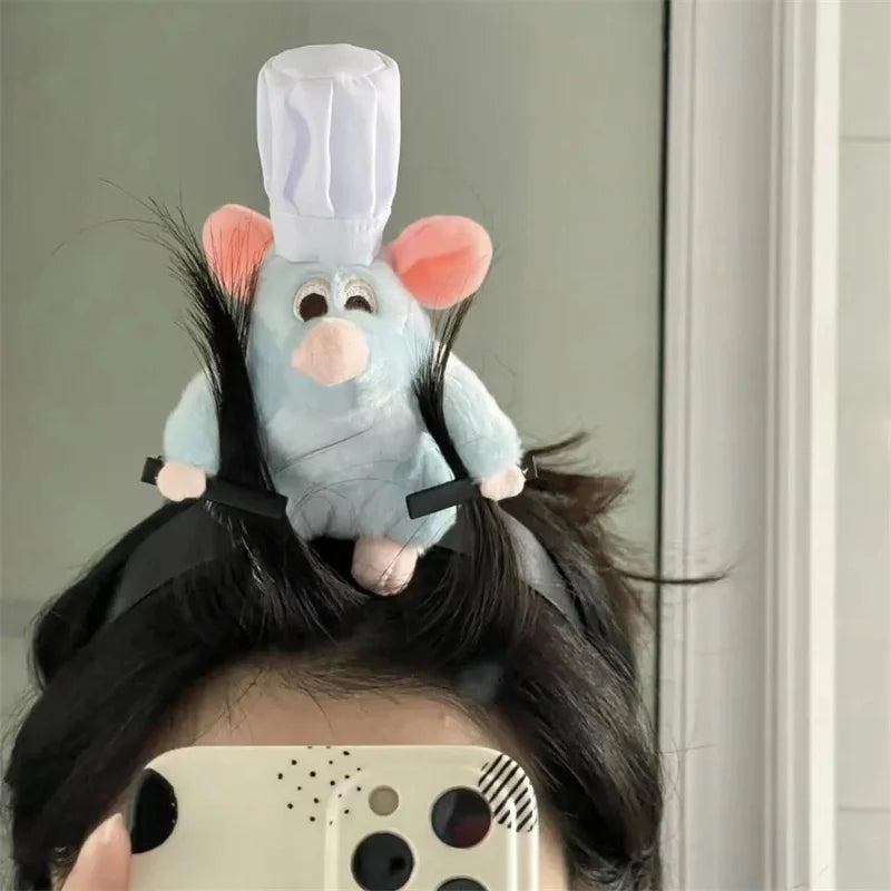 1-15PCS Anime Ratatouille Hair Bands Cartoon Plush Doll Headband French Wide-Rimmed Hair Card Creative Girls Photo Headwear