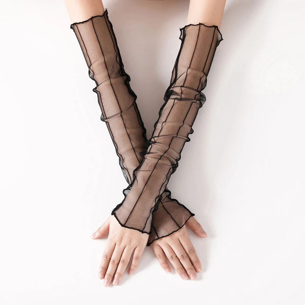 Sexy Lace Nets Gloves Elastic Gloves Bride Long-Sleeve Gloves Mesh Liturgy Gloves Sexy Glove Summer Lace Jacquard Fishnet Gloves