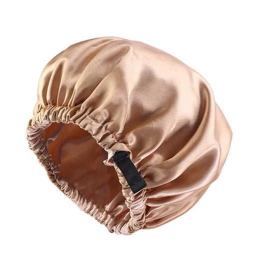 New Women Large Satin Bonnet Silky Night Sleeping Cap Adjusting Button Night Hat Beauty Salon Hair Care Hat Bathroom Products