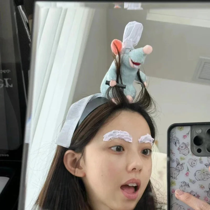 1-15PCS Anime Ratatouille Hair Bands Cartoon Plush Doll Headband French Wide-Rimmed Hair Card Creative Girls Photo Headwear