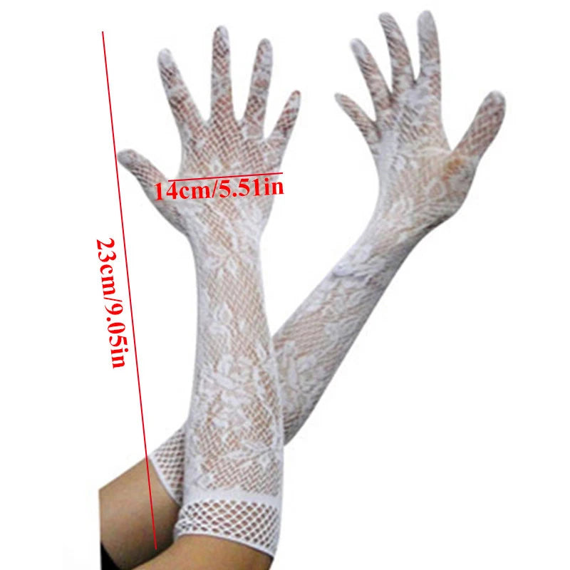 Sexy Lace Nets Gloves Elastic Gloves Bride Long-Sleeve Gloves Mesh Liturgy Gloves Sexy Glove Summer Lace Jacquard Fishnet Gloves