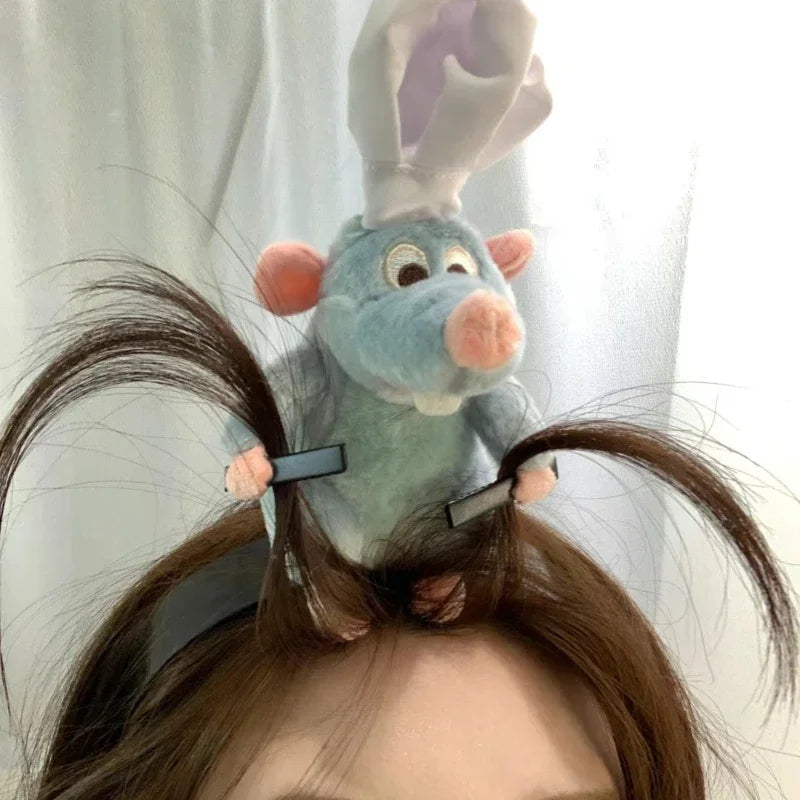 1-15PCS Anime Ratatouille Hair Bands Cartoon Plush Doll Headband French Wide-Rimmed Hair Card Creative Girls Photo Headwear