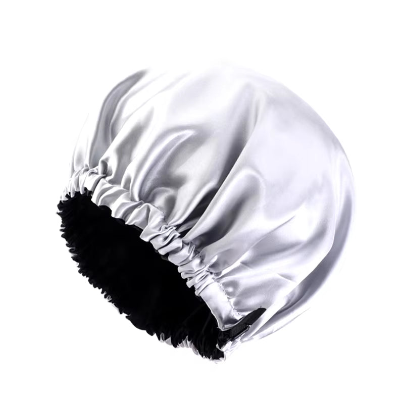 New Women Large Satin Bonnet Silky Night Sleeping Cap Adjusting Button Night Hat Beauty Salon Hair Care Hat Bathroom Products