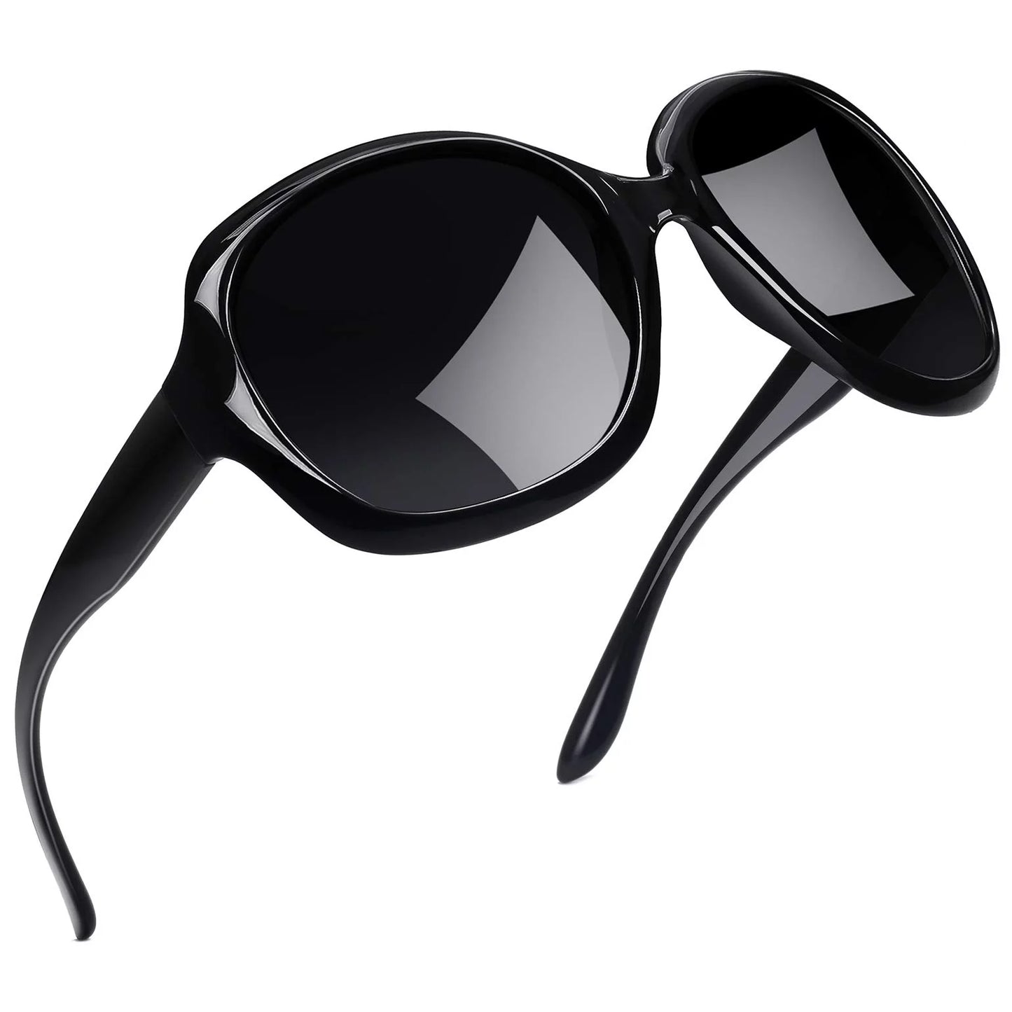 Polarized Sunglasses for Women, Ladies Oversized Sun Glasses UV Protection (Black Red)
