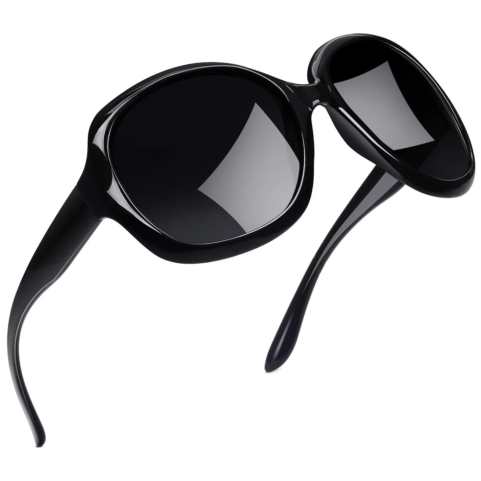 Polarized Sunglasses for Women, Ladies Oversized Sun Glasses UV Protection (Black Red)