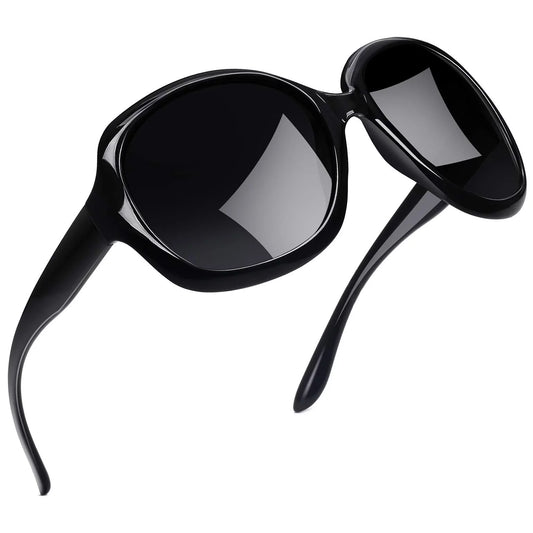 Polarized Sunglasses for Women, Ladies Oversized Sun Glasses UV Protection (Black Red)