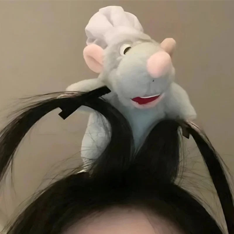 1-15PCS Anime Ratatouille Hair Bands Cartoon Plush Doll Headband French Wide-Rimmed Hair Card Creative Girls Photo Headwear
