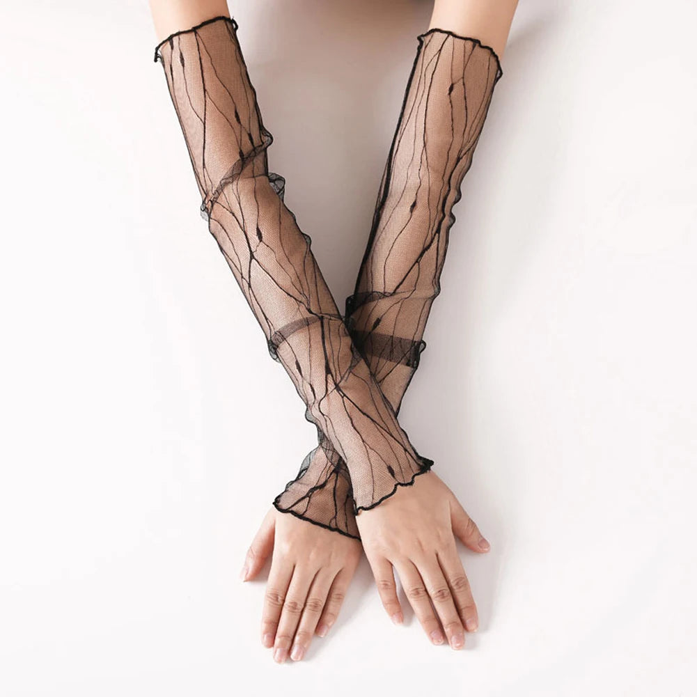 Sexy Lace Nets Gloves Elastic Gloves Bride Long-Sleeve Gloves Mesh Liturgy Gloves Sexy Glove Summer Lace Jacquard Fishnet Gloves