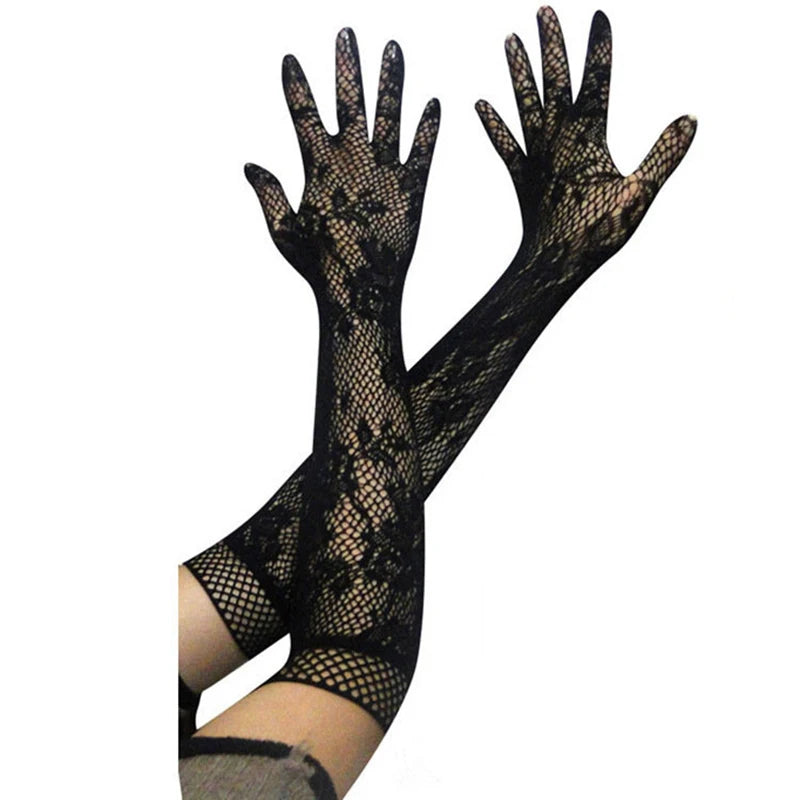 Sexy Lace Nets Gloves Elastic Gloves Bride Long-Sleeve Gloves Mesh Liturgy Gloves Sexy Glove Summer Lace Jacquard Fishnet Gloves