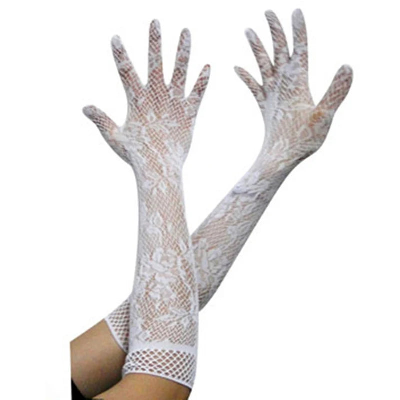 Sexy Lace Nets Gloves Elastic Gloves Bride Long-Sleeve Gloves Mesh Liturgy Gloves Sexy Glove Summer Lace Jacquard Fishnet Gloves
